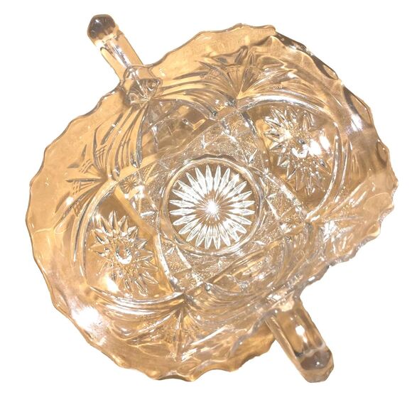 Vintage Clear Glass Flared Oval Bowl 2 Handled Elegant Festive Decorative - Picture 11 of 12